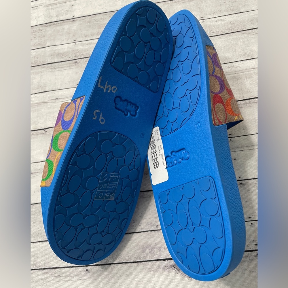 New COACH
Men's Signature Rainbow Logo Print Slides - Picture 8 of 10